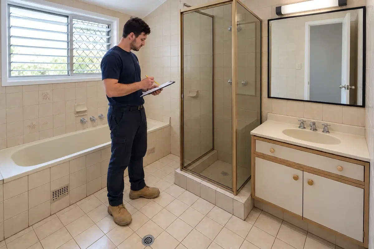Assess, plan & quote stage of a bathroom renovation in Brisbane