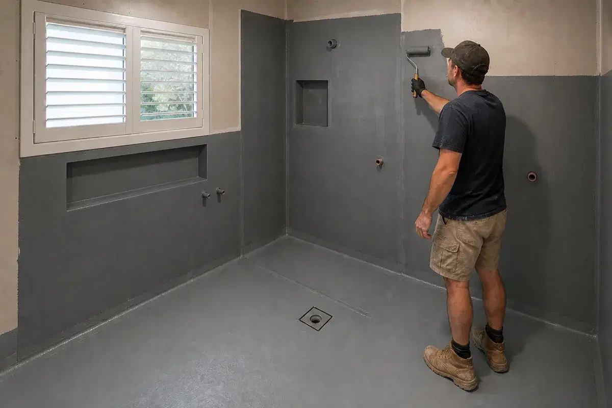 Waterproof & check stage of a bathroom renovation in Brisbane