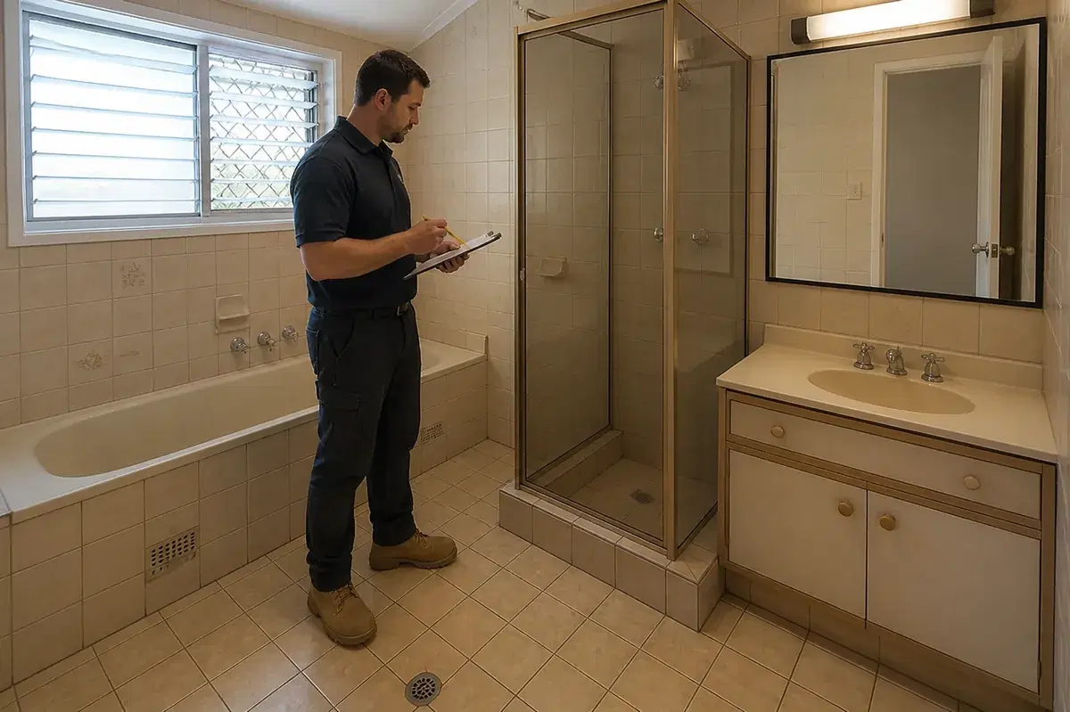 Assess, plan & quote stage of a bathroom renovation in Brisbane