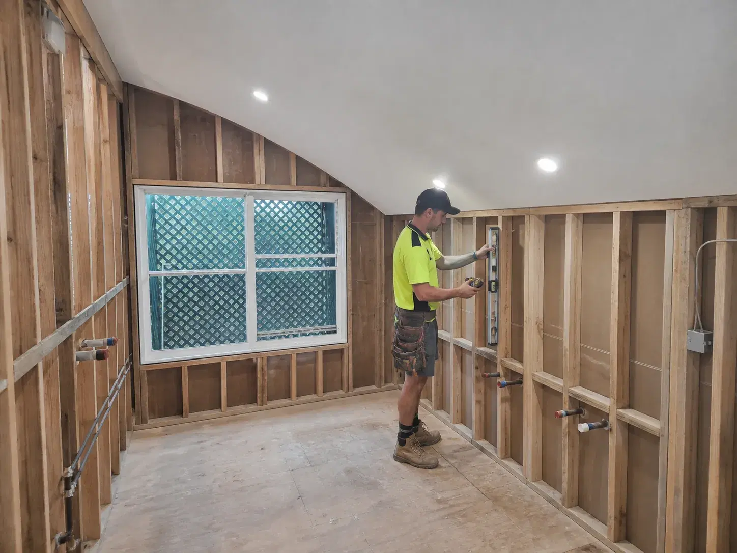 Inspect framing & rough-in stage of a ensuite renovation in Brisbane
