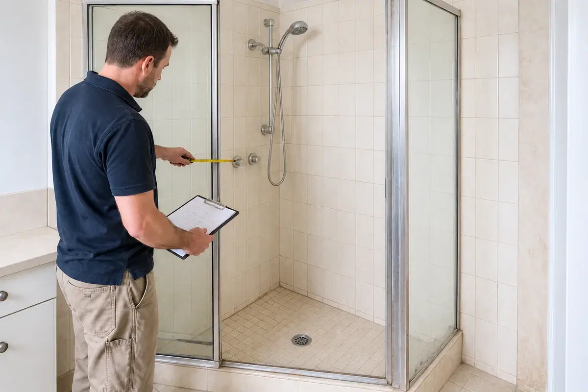 Assess & measure stage of a shower renovation in Brisbane