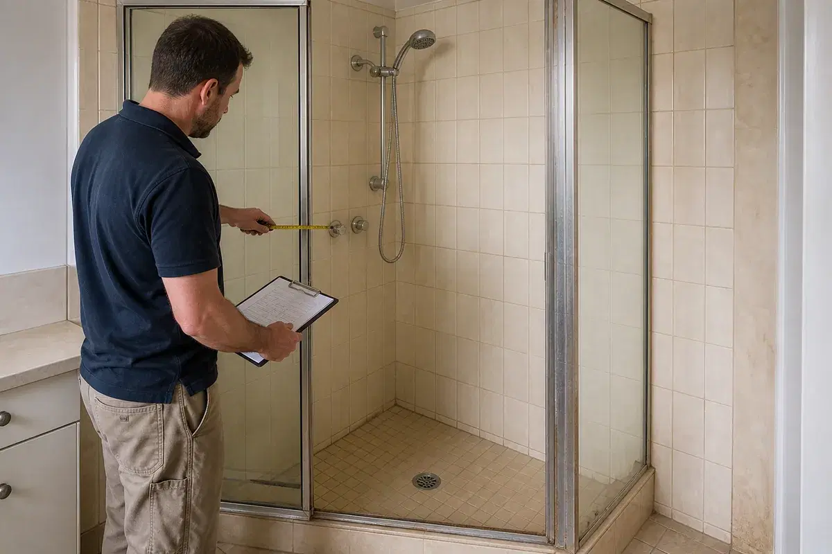 Assess & measure stage of a shower renovation in Brisbane