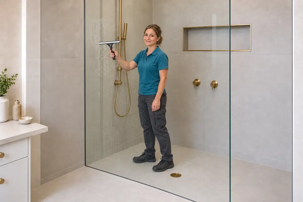 Tile, glaze & fit off stage of a shower renovation in Brisbane