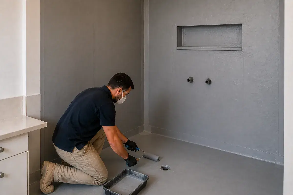 Waterproof & check stage of a shower renovation in Brisbane
