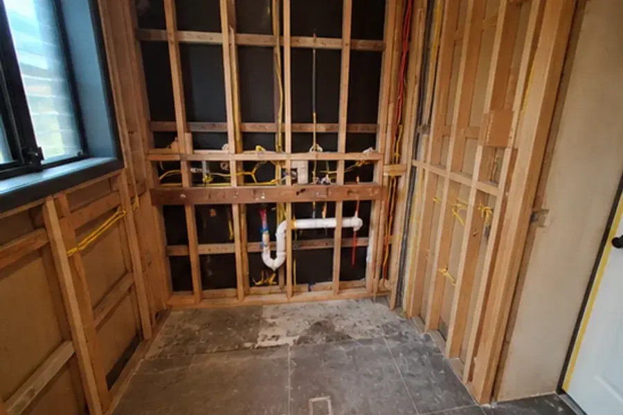 Inspect & rough-in stage of a laundry renovation in Brisbane
