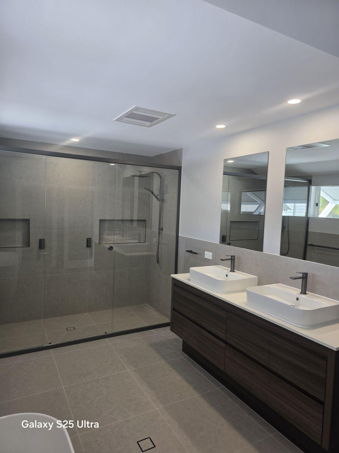 Completed Kalinga ensuite with oversized shower and double vanity