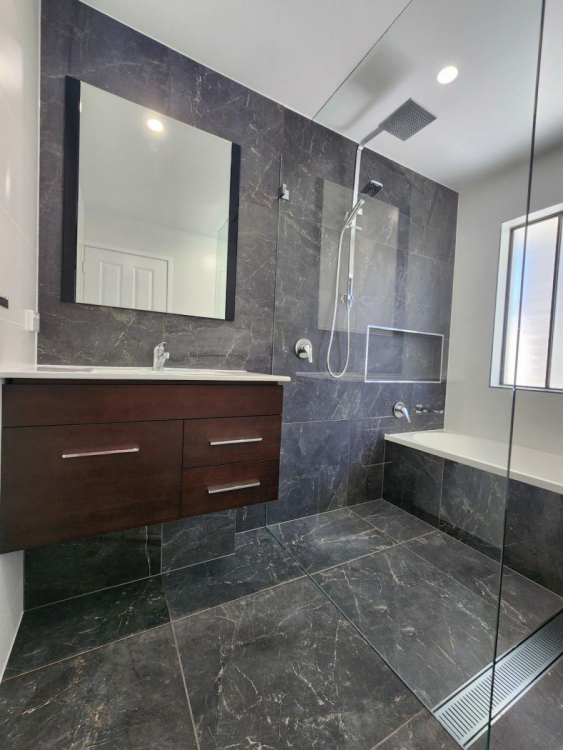 Stylishly renovated bathroom in Brisbane’s Carseldine suburb showcasing contemporary design, elegant fixtures, and bright, spacious interiors